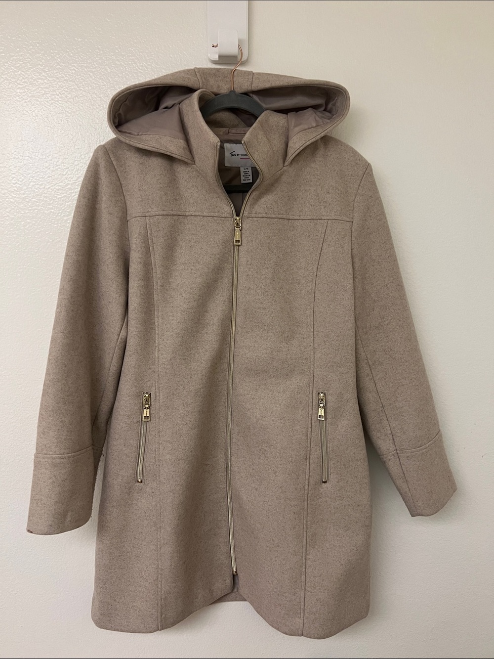Vince Camuto Taupe Wool-Blend Trench Coat Size Large